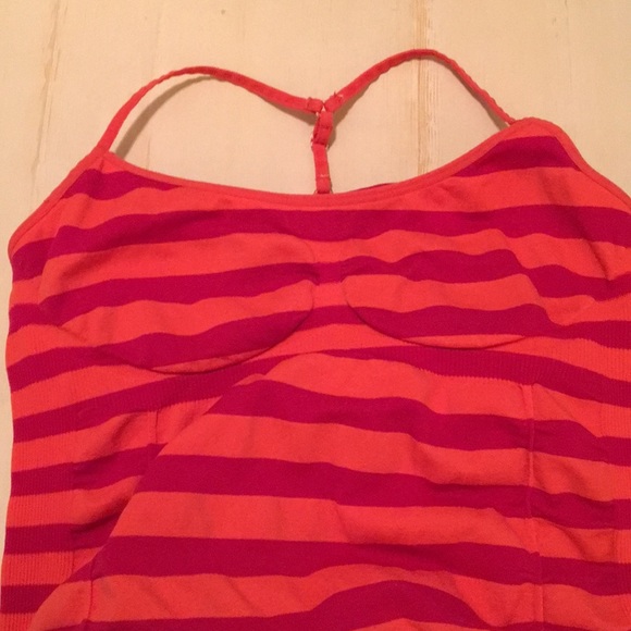 Bright orange/ fuchsia striped workout tank Size M - Picture 2 of 4